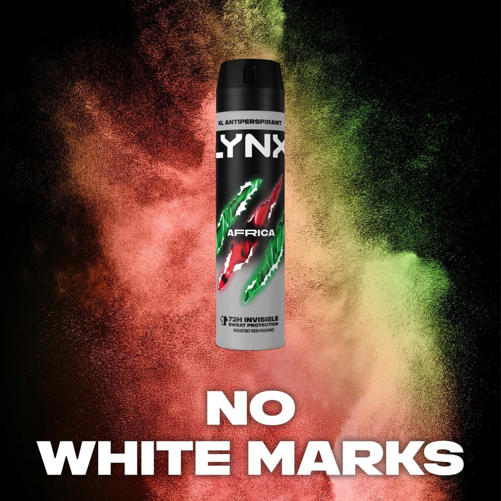 Lynx Africa 72 Hour Protection against Odour and Wetness Anti-Perspirant Deodorant Spray No Fuss Aerosol for All-Day Freshness 200 Ml Pack of 3 - Packaging May Vary
