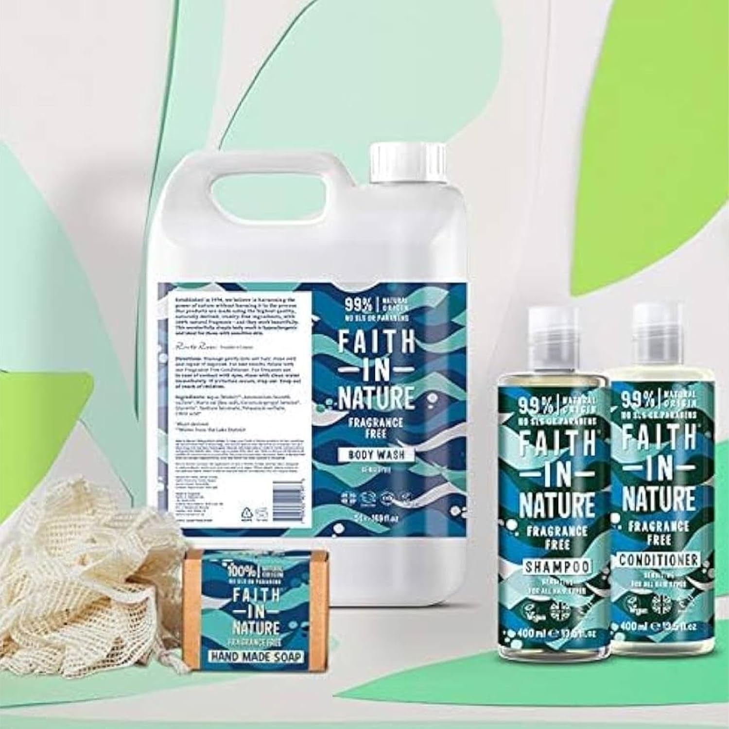 Natural Fragrance Free Shampoo, Sensitive, Vegan and Cruelty Free, No SLS or Parabens, for All Hair Type, 5L Refill Pack