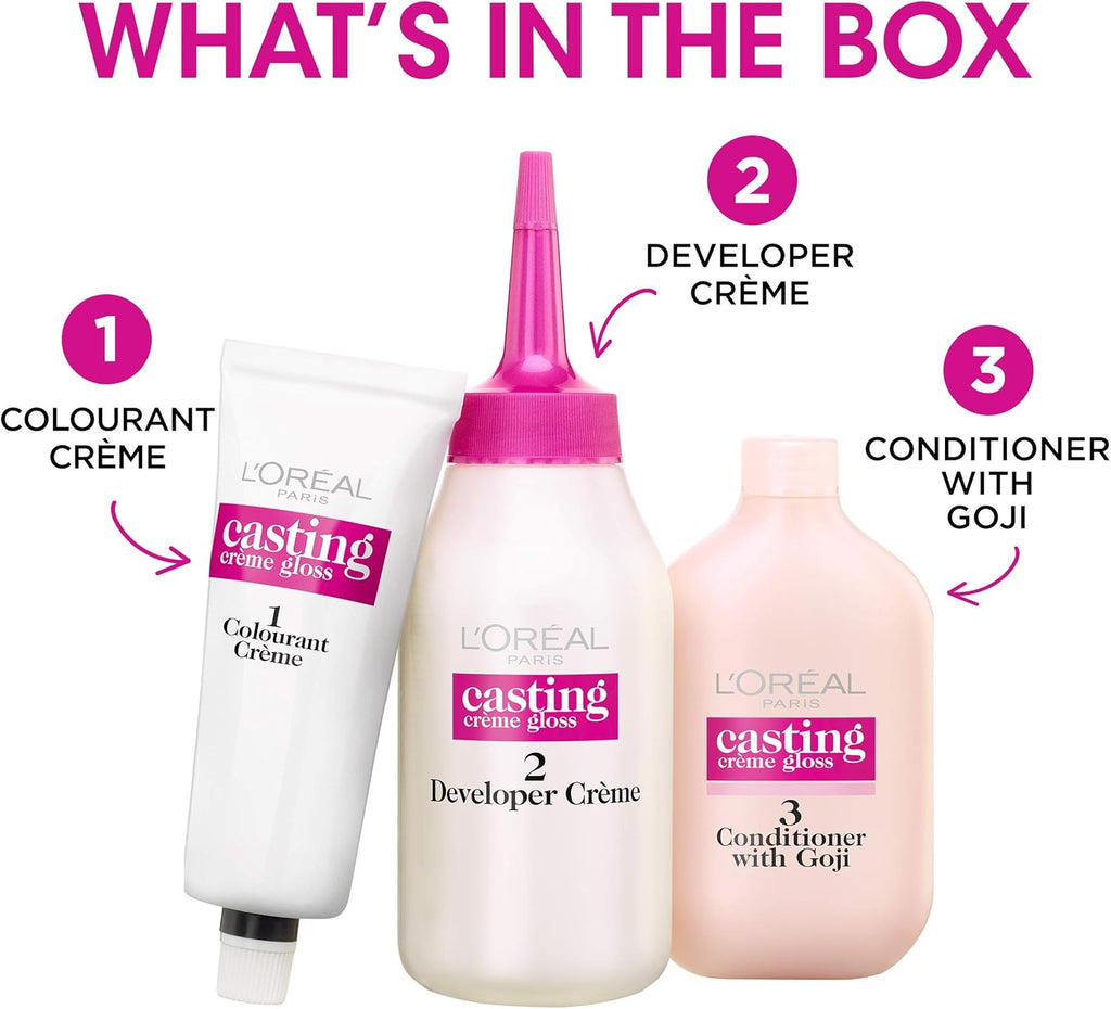 L'Oréal Paris Casting Crème Gloss Semi-Permanent Hair Dye, Ammonia-Free Formula & Honey-Infused Conditioner, Glossy Finish, Colour for up to 28 Shampoos, Pack of 3, Colour: 316 Plum